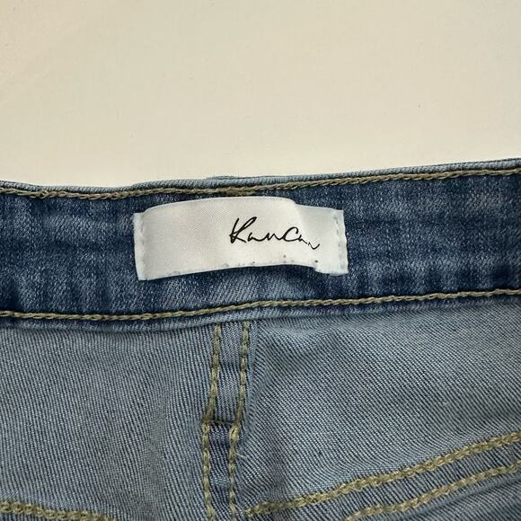 KanCan Women's Two Tone Distressed Jean Shorts Size 28 Rolled Hem Cuff - Picture 4 of 13